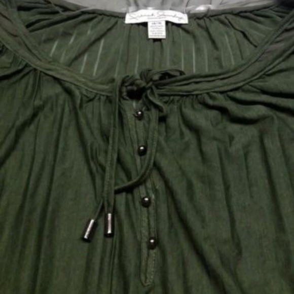 French Laundry Green Sheer Top Striped - Picture 3 of 6